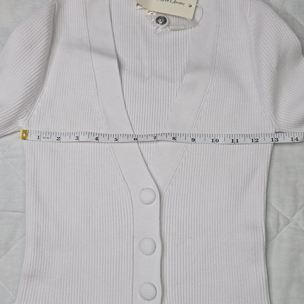 3415 For Love & Lemons White Ribbed Lace Trim Cardigan – NWT - Picture 7 of 9